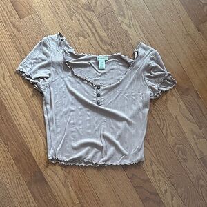Taupe Ruffled Crop Top